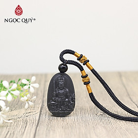 Hình ảnh Mặt Dây Chuyền Văn Thù Bồ Tát Đá Obsidian Ngọc Quý Gemstones VTON 