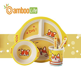 Bộ khay ăn dặm cho bé từ sợi tre thiên nhiên Bamboo Life BL008 hàng chính hãng Dụng cụ ăn dặm cho bé Bộ chén bát ăn dặm cho bé Đồ dùng ăn dặm cho bé