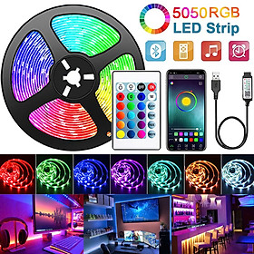 Cuộn Dây Đèn LED 5M Kết Nối Bluetooth Trang Trí, Trang Trí Phòng, Dán Tường, Bàn Máy Tính, Tạo Không Gian Quay Video , Chụp Ảnh, Kèm Remote