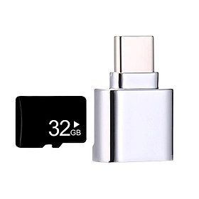 USB 3.1 Type-C to 32GB TF Card Reader OTG Adapter for Micro SD Card-Silver
