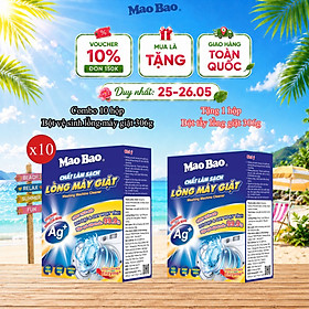 Combo 10 Hộp Bột Vệ Sinh Máy Giặt Mao Bao 306g - Loại Bỏ Cặn Bẩn, Khử Mùi Cho Máy Giặt Cửa Trên/Trước
