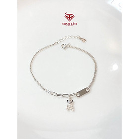 Lắc tay bạc nữ gấu Teddy nạm đá bạc 925 cao cấp-Minh Tâm Jewelry