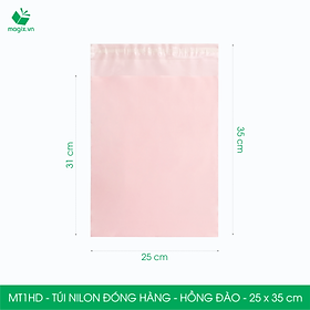 MT1HD - 25x35 cm  - Túi nilon gói hàng - 300 túi niêm phong đóng hàng màu hồng đào