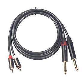 2X 2x6.35mm 1/4 inch Mono   Plug to Phono RCA    Audio Cable