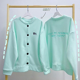 ÁO CARDIGAN Nỉ Bông THÊU CÚN CỰC XINH Form Rộng Unisex Nam Nữ Ulzzang