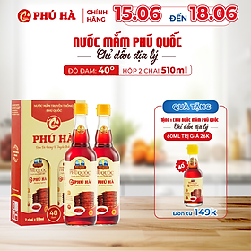 Nước mắm Phú Quốc Chỉ Dẫn Địa Lý Phú Hà 40 độ đạm - Hộp 2 chai 510ml