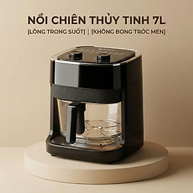 Nồi chiên không dầu thủy tinh Mishio MK373 - Dung tích 7 lít lòng nồi không bong tróc gỉ sét - Hàng chính hãng