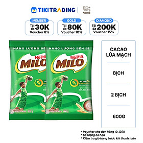 Combo 2 bịch thức uống ca cao lúa mạch Milo Regular (600g)