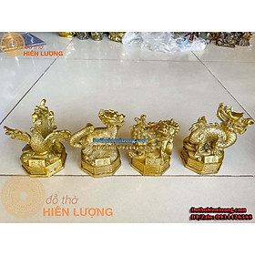 Mua Bộ Tứ Linh Phong Thủy Màu Vàng Bằng Đồng Nguyên Chất Các Cỡ - Linh Vật Phong Thủy Đồng