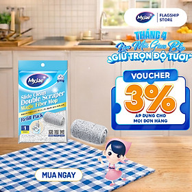 (Chọn Loại) Bông Lau Thay Thế MyJae Sợi Microfiber Dành Cho Cây Lau Nhà Tự Vắt 2 Ngăn 33cm x 12cm