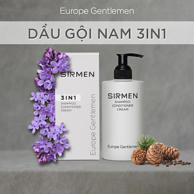 Dầu gội nam 3 in 1 hương nước hoa châu Âu SIRMEN Europe Gentlemen cao cấp giúp sạch da đầu, tóc chắc khoẻ chiết xuất từ công nghệ EU-Nano 320g đậm đặc gấp 2 lần