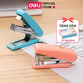  Dập ghim 10 Deli - Kèm 1000 ghim - Xanh, vàng, trắng, hồng - 1 cái E0254