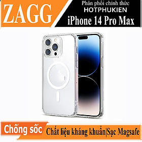 Ốp lưng kháng khuẩn chống sốc hỗ trợ sạc Maqsafe cho iPhone 14 Pro Max (6.7 inch) hiệu ZAGG Gear4 Crystal Clear Case (siêu mỏng 1.5mm, kháng khuẩn cho tay, chống sốc độ cao 4m, vật liệu tái chế thân thiện với môi trường) - hàng nhập khẩu
