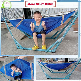 Võng lưới cán thép cho bé, đầu cán thép 40cm chất vải dày rộng phù hợp với khung em bé (không kèm khung)