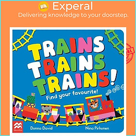 Sách - Trains Trains Trains! - Find Your Favourite by Nina Pirhonen (UK edition, boardbook)