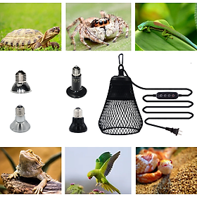 1 BỘ ĐÈN CÓ CHỤP ĐÈN CÓ ĐIỀU CHỈNH ĐƯỢC NHIỆT ĐỘ VÀ CÓ CHẾ ĐỘ HẸN GIỜ CAO CẤP SƯỞI ẤM CHIM, VẸT, BÒ SÁT, CHUỘT