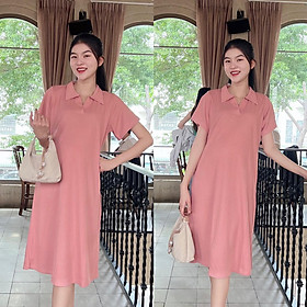 Đầm bầu Polo thun tăm dáng dài trẻ trung, năng động đi làm, đi chơi Nữ Women - Hồng