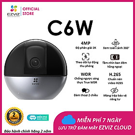 Camera WI-FI EZVIZ C6W, Trong Nhà , 4MP, Độ Phân Giải 2K, Chống Ngược Sáng True WDR, Đàm Thoại 2 Chiều, Tự Động Thu Phóng Chuyển Động, Tầm nhìn Hồng Ngoại Ban Đêm 10m, Chuẩn Nén Video H.265--Hàng Chính Hãng