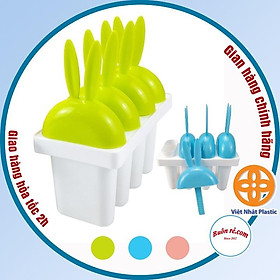 Khuôn làm kem 4 que nhựa Việt Nhật , khuôn kem có nắp tay cầm hình thỏ ngộ nghĩnh cho bé -Buôn rẻ 01400