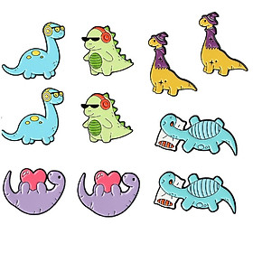 10Pcs Dinosaur Brooch Cute Enamel Pin Fashion Cartoon Lapel Backpack Badge