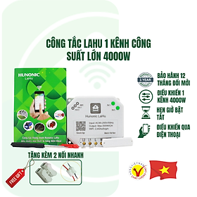 Công Tắc Điều Khiển Từ Xa Qua Điện Thoại Hunonic Lahu 4 kênh│Công tắc thông minh kết nối Wifi│ Hàng Việt