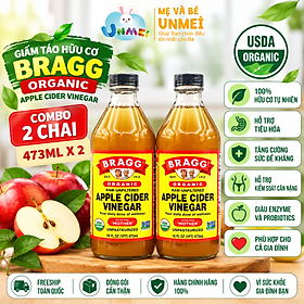 Combo 2 chai giấm táo BRAGG Hữu cơ Nhập khẩu USA chai 473ml siêu tiết kiệm