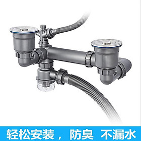 Mua Xi phông chậu rửa bát 2 hố có lỗ xả 90