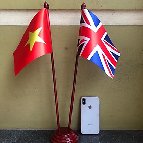 Cờ để bàn chân gỗ đôi Việt Nam - Anh