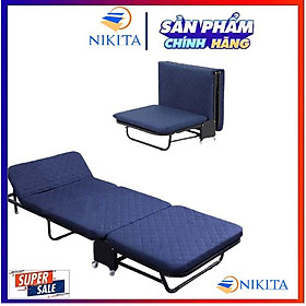 Mua Giường gấp có nệm 3 khúc màu xanh  rộng 75cm nâng đầu 5 cấp độ  gấp gọn  tiện dụng Nikita