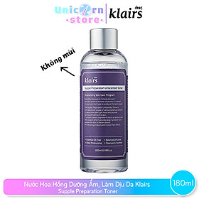 Nước hoa hồng chống viêm không mùi Klairs Supple Preparation Unscented Toner 180ml