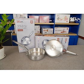 Chảo inox Nguyên khối nông lòng SEKA size 22 và 26 sử dụng cho mọi loại bếp