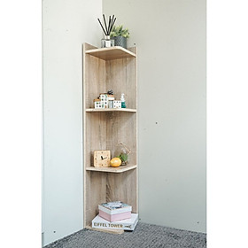 SB Furniture, Looms, Claire Corner Shelf, Solid Oak Color, W25xD25xH113 cm.