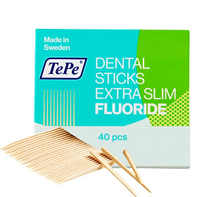 Tăm răng gỗ siêu mỏng có fluoride Tepe Wooden X-slim with Fluor (40 cái)