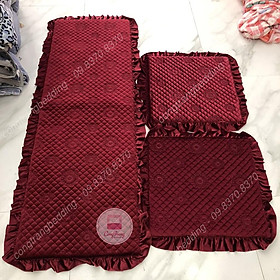 Mua Đệm Ghế nhung  đệm ghế sofa  Thảm Ghế nỉ Nhung Cao Cấp Trang Trí Tết Siêu Đẹp (1 bộ đệm dài Kèm 2 đệm ngắn )