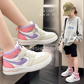 Giày thể thao bé gái cổ cao dáng sneaker hồng pha tím đẹp thời trang cho trẻ em nữa đi học đi chơi năng động và cá tính phong cách Hàn Quốc GH57