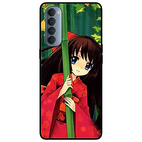 Ốp lưng dành cho Reno 4 Pro mẫu Anime Cô Gái Kimono Đỏ
