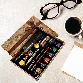 Calligraphy Quill Pen and Ink Set Stationery Feather Dip Pen Kit for Elders Calligraphy Lovers