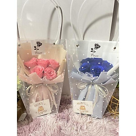 Mua combo bó hoa nhũ kim tuyến 5 bông kèm túi quai nhựa và thiệp