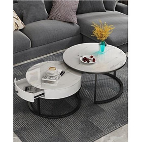 Mua Cặp bàn trà sofa tròn  mặt đá 3D  có ngăn kéo