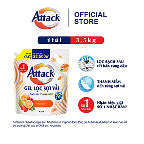 Gel Giặt Attack Hương Trái Cây Tươi Mát Túi 3.5Kg