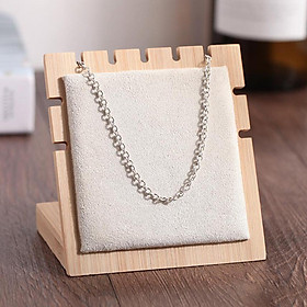 Bamboo Wooden Jewelry Display Plate Necklace Storage Stand for Shop, Home A