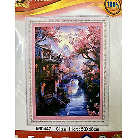 Mua Tranh thêu kín chữ thập Cố trấn hàng châu MN0447  kích thước 50 x 68 cm