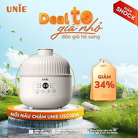 Nồi nấu chậm Unie USC08W, Chất liệu cao cấp thiết kế nhỏ gọn, 6 chức năng nấu đa dạng, chế độ tự ngắt khi cạn nước - hàng chính hãng