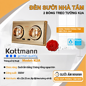 Đèn sưởi 2 bóng treo tường Kottmann – K2A Hàng chính hãng