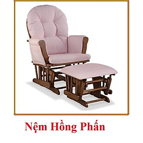 Ghế lắc thư giãn Rocking chair Juno Sofa Màu Nâu - Nệm Hồng phấn