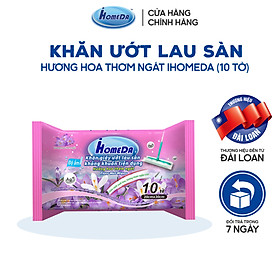 Khăn ướt lau sàn kháng khuẩn tiện dụng IHomeDa - Hương Lavender ( 10 miếng ) - iHomeda anti-bacteria floor and kitchen wet wipes ( 10 sheets per package)