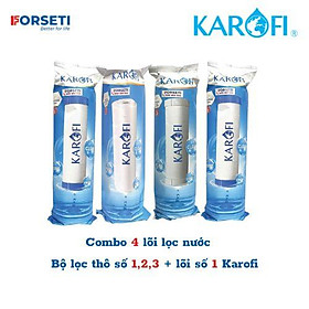 Combo 4 lõi lọc thô (Bộ lọc thô số 1,2,3 + lõi số 1) cho máy lọ nước RO Karofi - Hàng Chính hãng