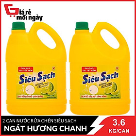 Combo 2 Nước Rửa Chén Siêu Sạch Ngát Hương Trà Xanh 3.6Kg Canx2