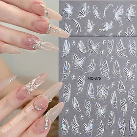 Sticker 5D Bướm Phản Quang Cánh To MO375 Làm Nail Dán Móng Siêu Xinh, Hình Dán Móng Ánh Ngọc Trai Bướm Nổi MOSR Trang Trí Móng Hàn Quốc