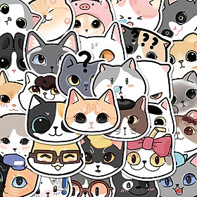 Sticker mèo cute hoạt hình cute trang trí mũ bảo hiểm,guitar,ukulele,điện thoại,sổ tay,laptop-mẫu S31
